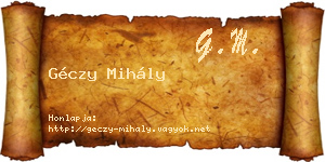 Géczy Mihály névjegykártya